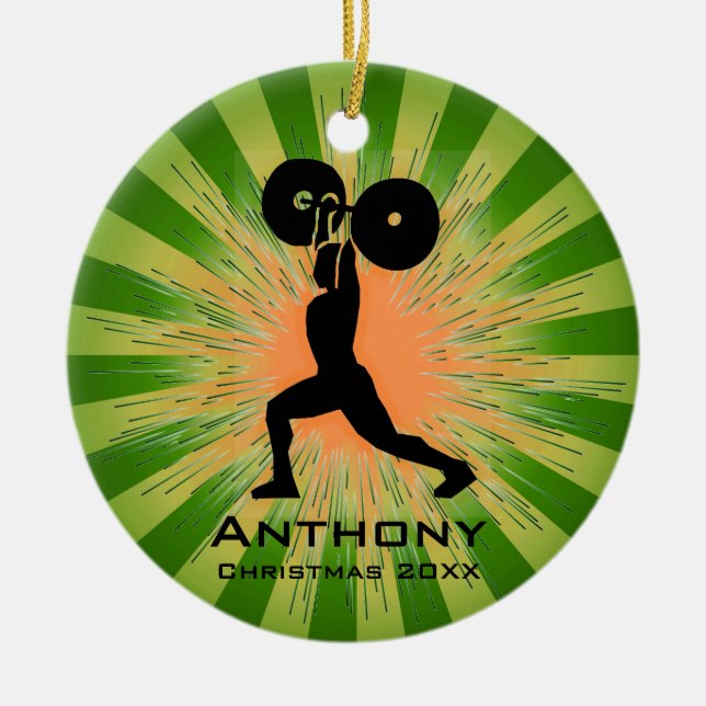 Personalised Weight Lifter Ornament (Front)
