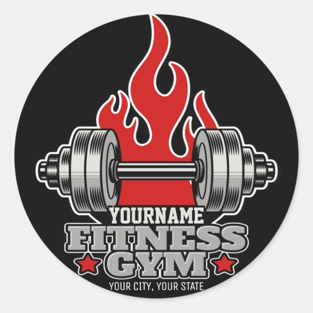 Personalised Weight Lifting Dumbbell Fitness Gym Classic Round Sticker (Front)