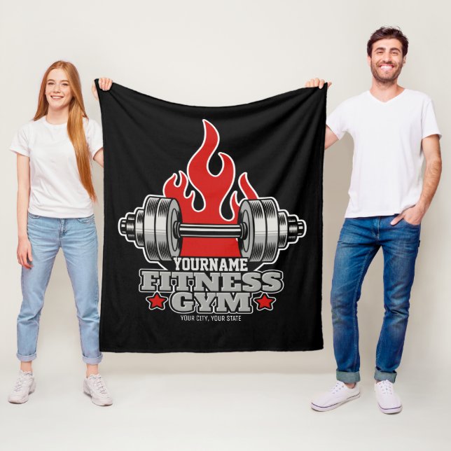 Personalised Weight Lifting Dumbbell Fitness Gym  Fleece Blanket (In Situ)