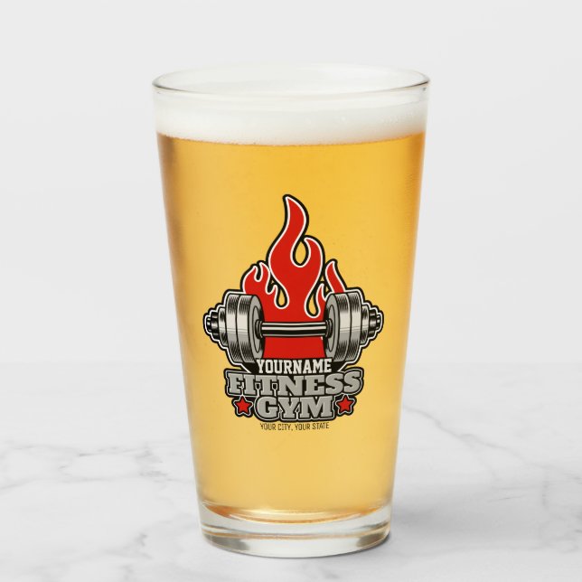 Personalised Weight Lifting Dumbbell Fitness Gym Glass (Front Filled)