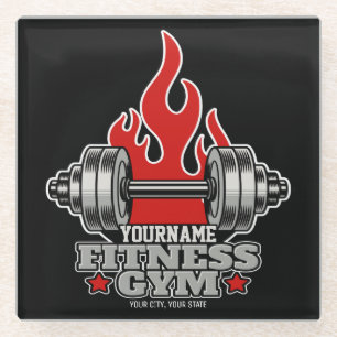 Personalised Weight Lifting Dumbbell Fitness Gym  Glass Coaster