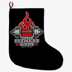 Personalised Weight Lifting Dumbbell Fitness Gym Large Christmas Stocking