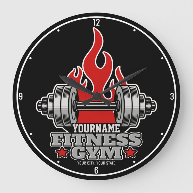 Personalised Weight Lifting Dumbbell Fitness Gym Large Clock (Front)