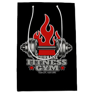Personalised Weight Lifting Dumbbell Fitness Gym Medium Gift Bag