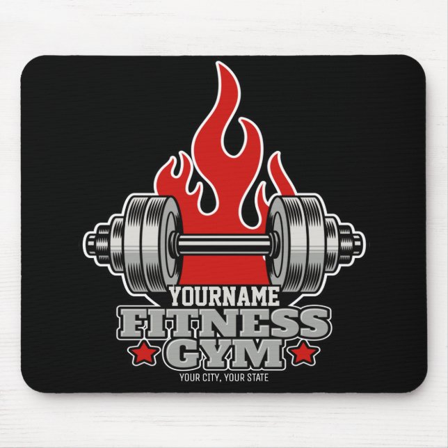 Personalised Weight Lifting Dumbbell Fitness Gym Mouse Pad (Front)