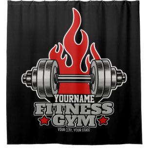 Personalised Weight Lifting Dumbbell Fitness Gym Shower Curtain