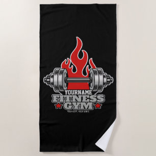 Personalised Weight Lifting Dumbbell Fitness Gym T Beach Towel