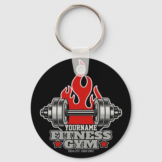 Personalised Weight Lifting Dumbbell Fitness Gym T Key Ring (Front)