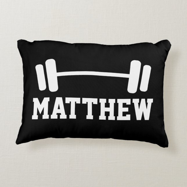 Personalised weightlifting dumbbell throw pillow (Back)