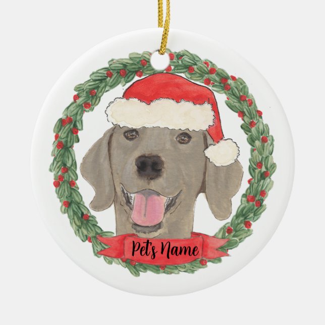 Personalised Weimaraner Ceramic Ornament (Front)