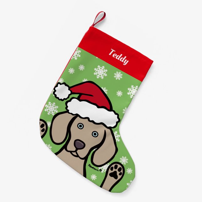 Personalised Weimaraner Christmas Santa Claus Small Christmas Stocking (Front (Hanging))