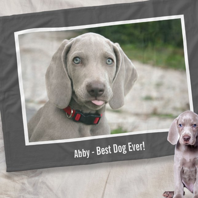 Personalised Weimaraner Dog Photo and Dog Name Fleece Blanket (Creator Uploaded)