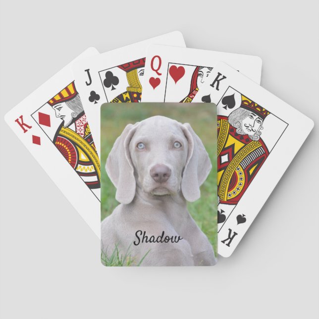 Personalised Weimaraner Puppy Dog Playing Cards (Back)