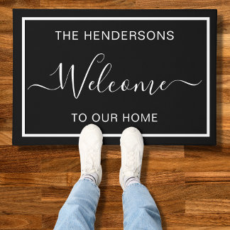 Personalised Welcome Black Doormat
