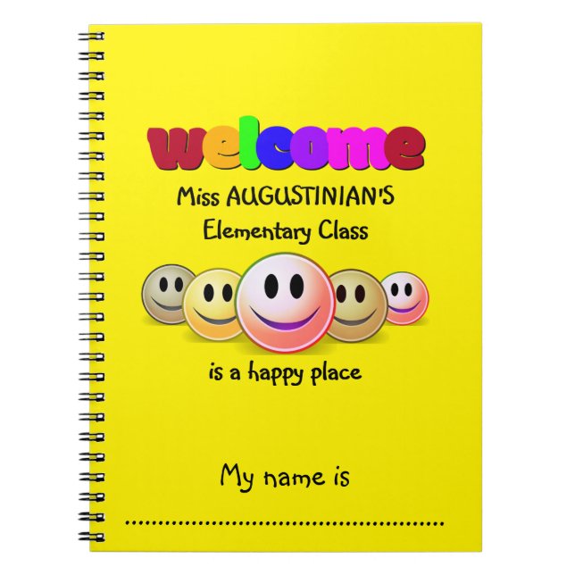 Personalised WELCOME CLASS Notebook (Front)