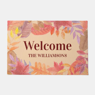Personalised Welcome Fall Leaves Doormat