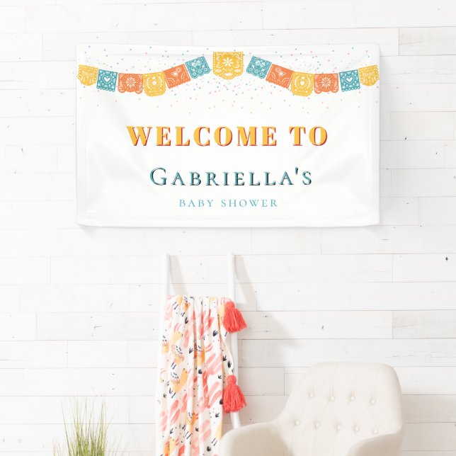 Personalised Welcome Fiesta Baby Shower Banner (Insitu)