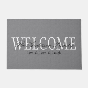 Personalised Welcome Grey Doormat