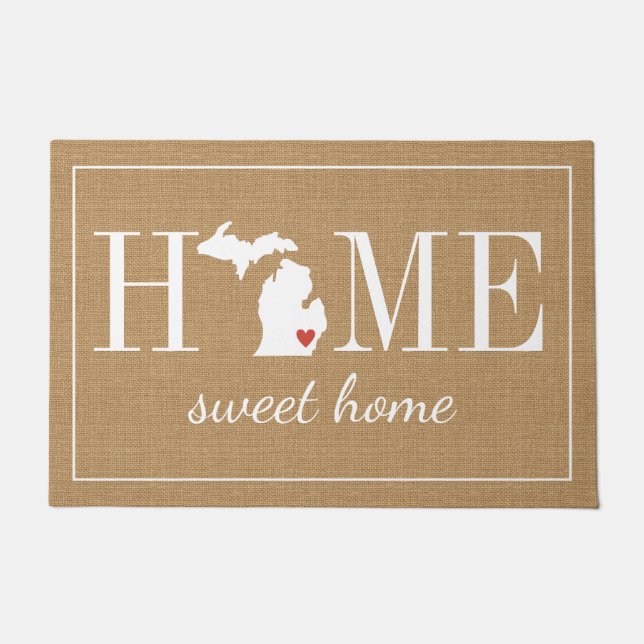 Personalised Welcome Home Michigan Jute Doormat (Front)
