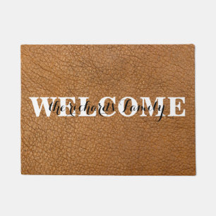Personalised Welcome Modern Funny Family Monogram Doormat