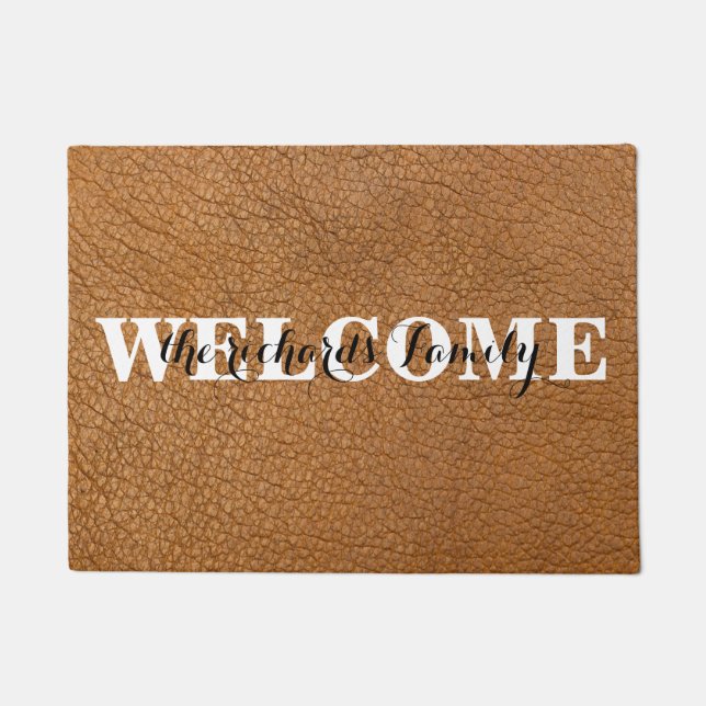 Personalised Welcome Modern Funny Family Monogram Doormat (Front)