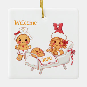 Personalised Welcome New Gingerbread Baby Ceramic Ornament