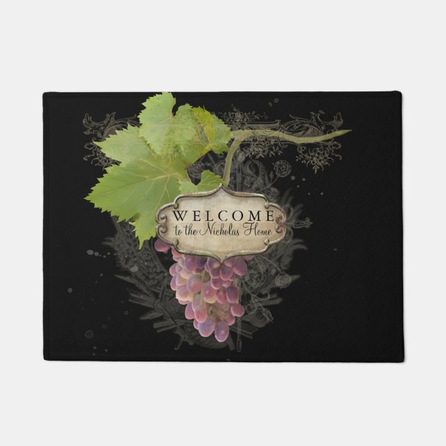 Personalised Welcome Sign Vineyard Wine Grape Home Doormat (Front)