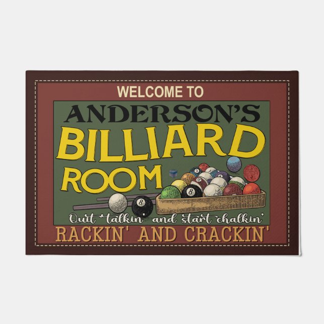 Personalised Welcome To Billiard Room Doormat  (Front)
