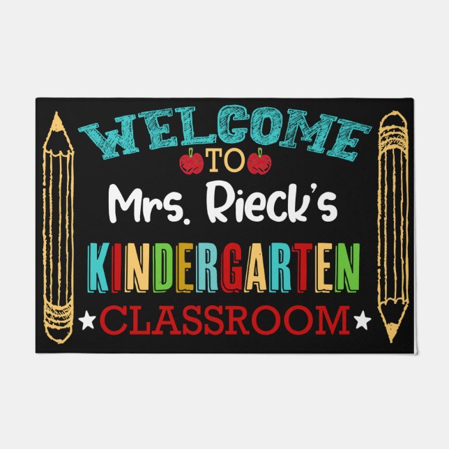 Personalised Welcome To Kindergarten Classroom Doormat (Front)