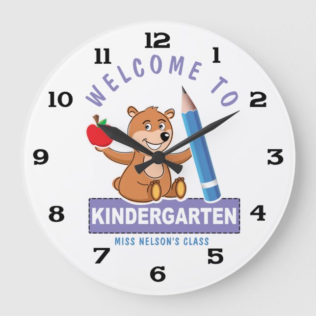 Personalised Welcome to Kindergarten Large Clock (Front)