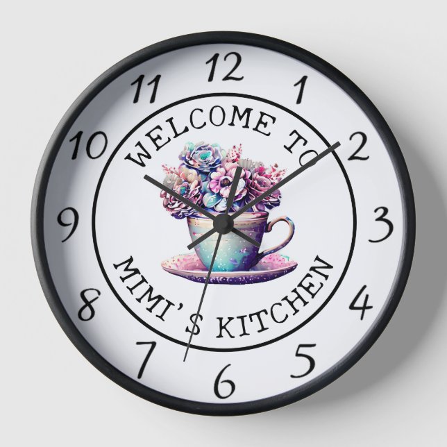 Personalised Welcome to Mimi's Kitchen  Clock (Front)