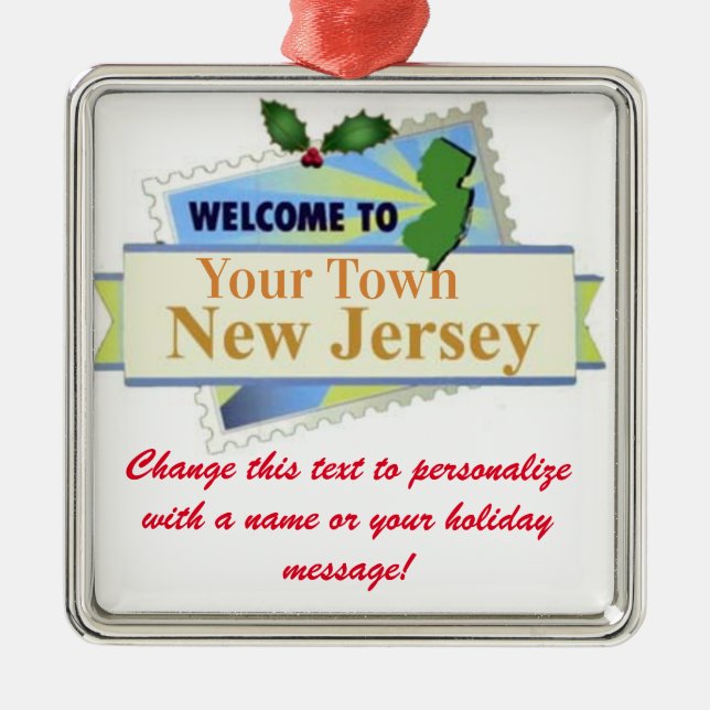 Personalised Welcome to New Jersey Metal Ornament (Front)