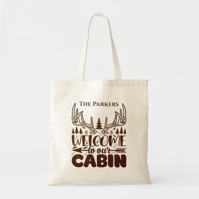 Personalised Welcome To Our Cabin Tote Bag (Front)