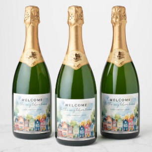 Personalised Welcome to the Neighbourhood Realty Sparkling Wine Label