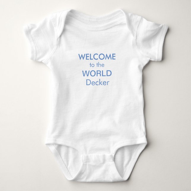 Personalised "Welcome to the World" baby bodysuit (Front)