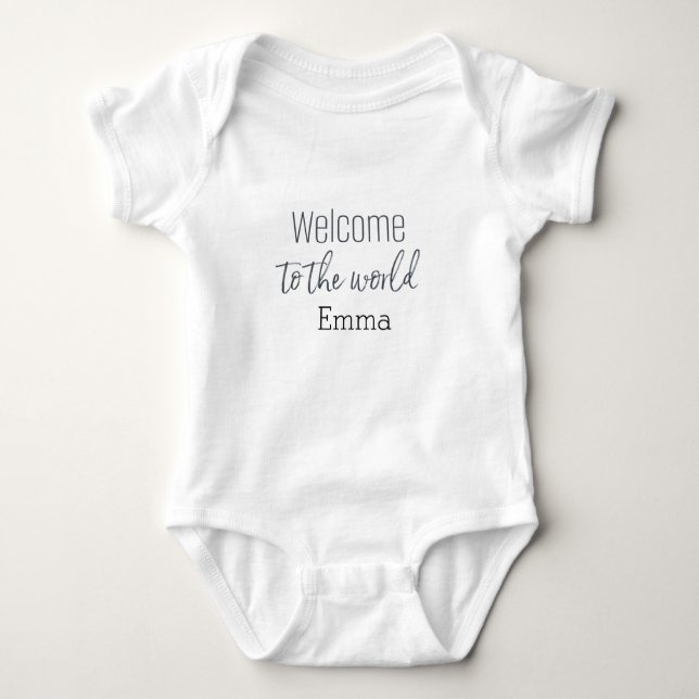 Personalised "Welcome to the World" baby bodysuit (Front)