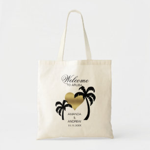 Personalised WELCOME Wedding Bag Palm Trees Heart