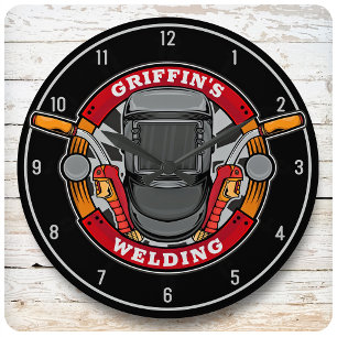 Personalised Welder Metal Fabricator Welding Shop Large Clock