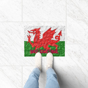 Personalised Welsh Flag Design Doormat