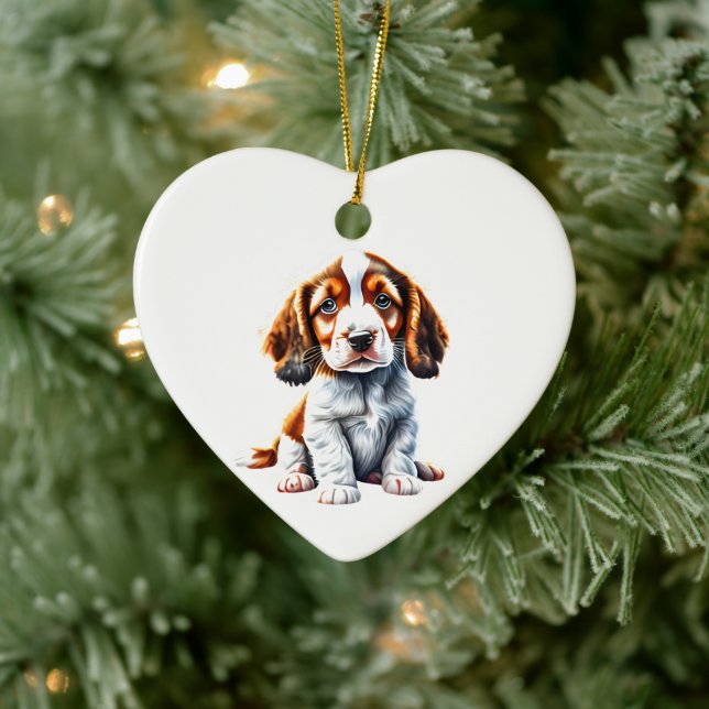 Personalised Welsh Springer Spaniel Puppy Ceramic Ornament (Tree)