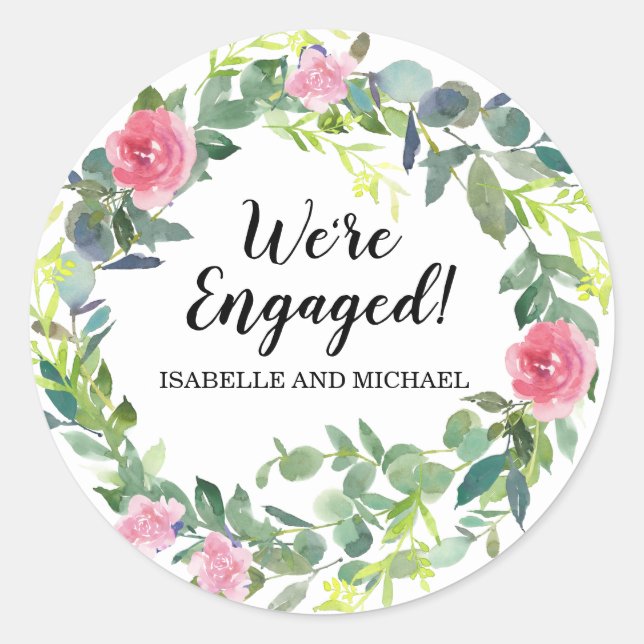Personalised We're Engaged Envelope Seals (Front)