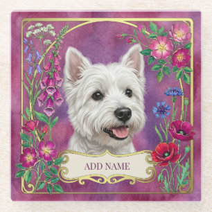 Personalised West Highland Dog Pink Coaster