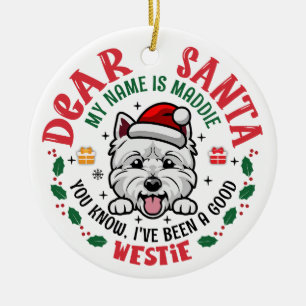 Personalised West Highland White Terrier Christmas Ceramic Ornament