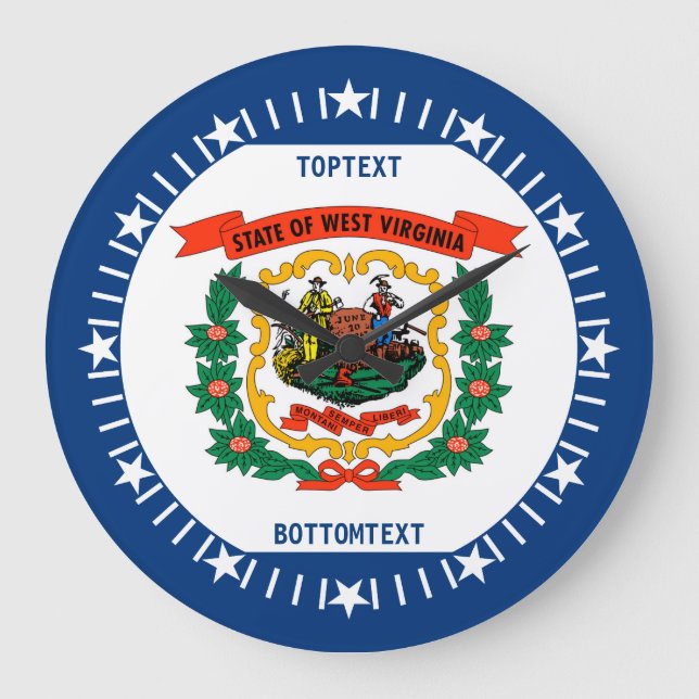 Personalised West Virginia State Flag Design on a Large Clock (Front)