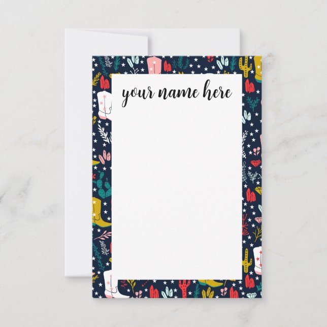 Personalised Western Cowgirl Notecards (Front)