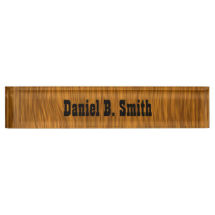 Personalised Western Golden Wood Look Nameplate