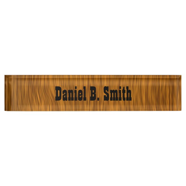 Personalised Western Golden Wood Look Nameplate (Front)