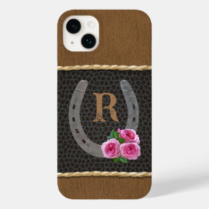 Personalised Western Horseshoe & Pink Roses Case-Mate iPhone 14 Plus Case