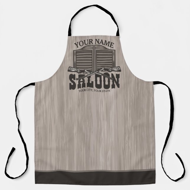 Personalised Western Rifle Guns Old Saloon Bar  Apron (Front)