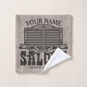 Personalised Western Rifle Guns Old Saloon Bar Bath Towel Set